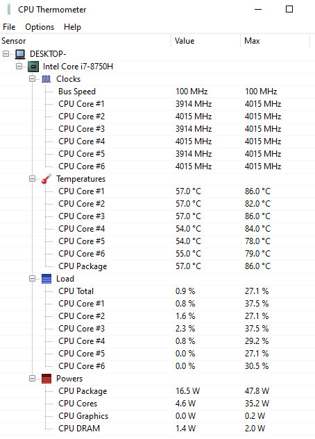 CPU Thermometer Interface.